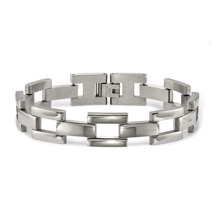 Chisel Stainless Steel Polished 8.5 inch Open Square Link Bracelet