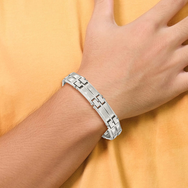 Chisel Stainless Steel Polished and Brushed 8.5 inch Link Bracelet