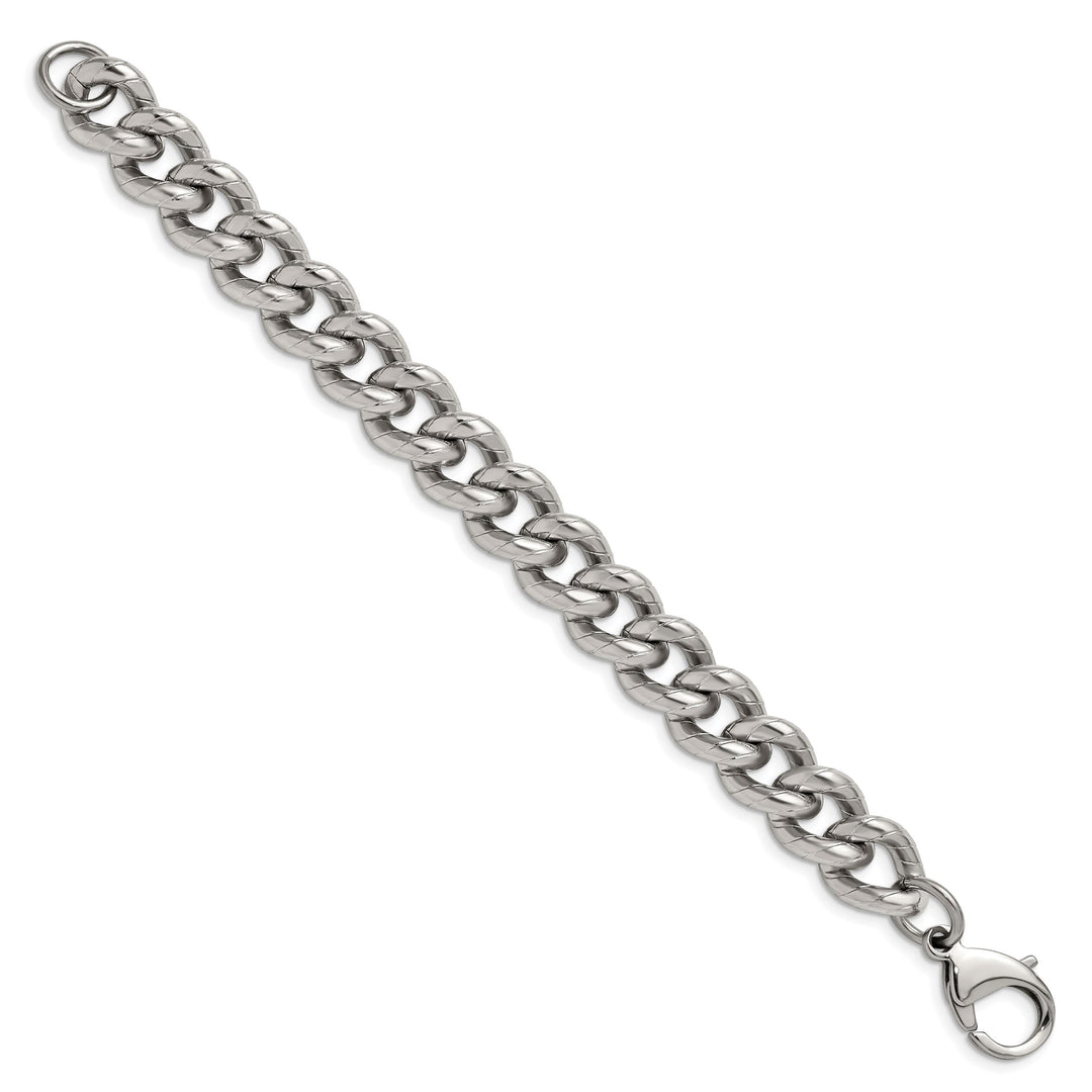 Chisel Stainless Steel Polished and Textured 14.5mm 8" Curb Bracelet