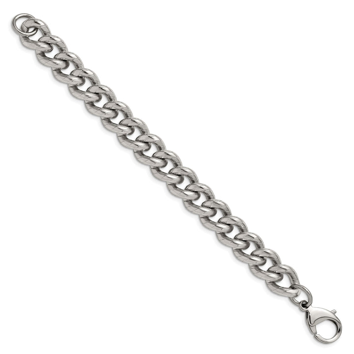Chisel Stainless Steel Polished and Textured 14.5mm 8" Curb Bracelet