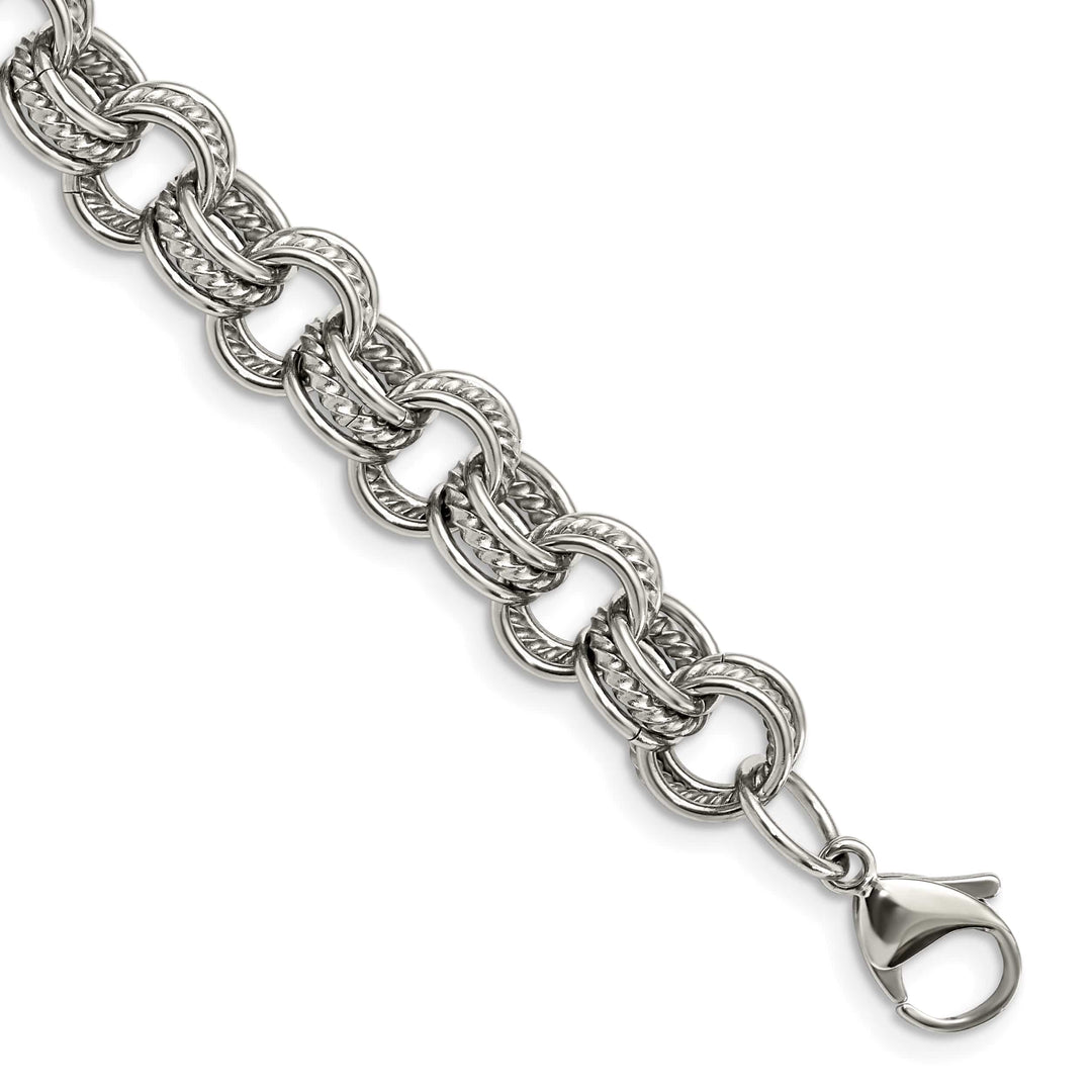 Chisel Stainless Steel Polished and Textured 7.75" Multi Link Bracelet