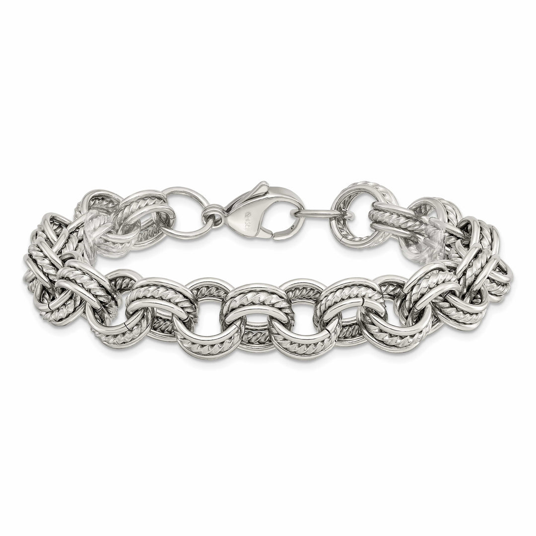 Chisel Stainless Steel Polished and Textured 7.75" Multi Link Bracelet