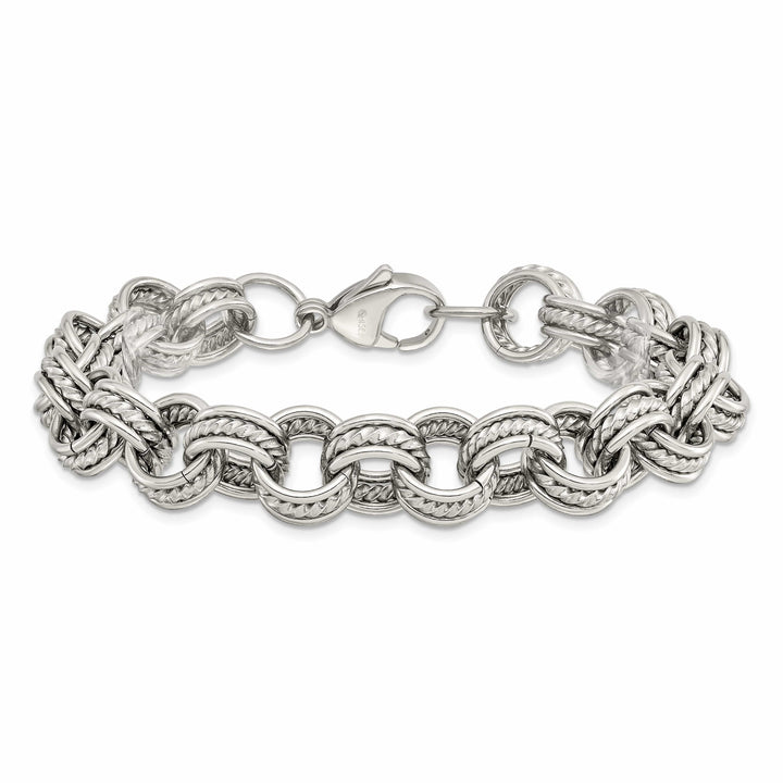 Chisel Stainless Steel Polished and Textured 7.75" Multi Link Bracelet