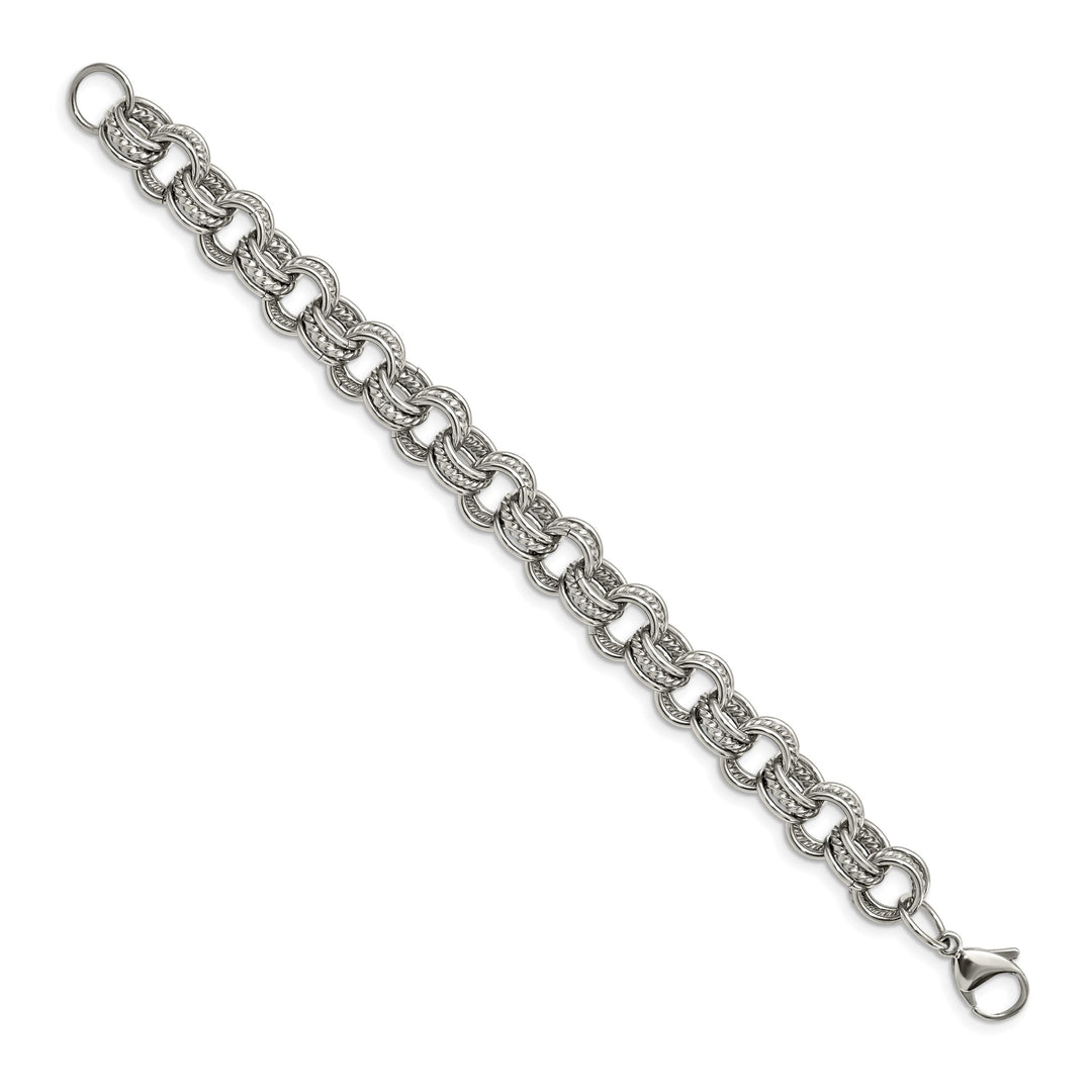 Chisel Stainless Steel Polished and Textured 7.75" Multi Link Bracelet