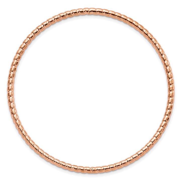 Chisel Stainless Steel Polished and Textured Rose IP-plated 3mm Bangle