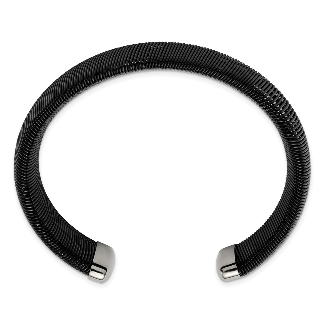 Chisel Stainless Steel Polished Black IP-plated Wire 18mm Cuff Bangle
