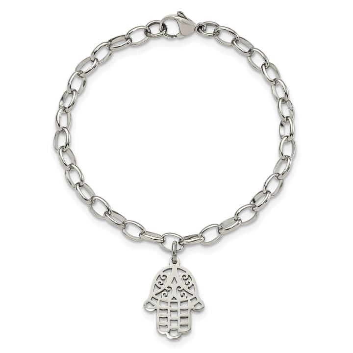 Chisel Stainless Steel Polished Chamseh/Hamsa 7 inch Bracelet