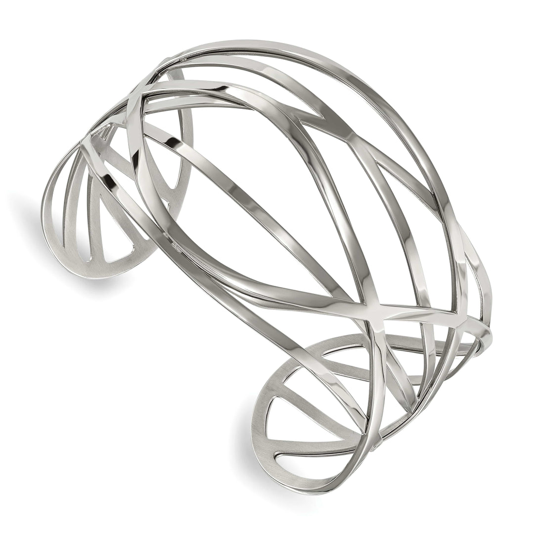 Chisel Stainless Steel Polished Cuff Bangle - 19.5g