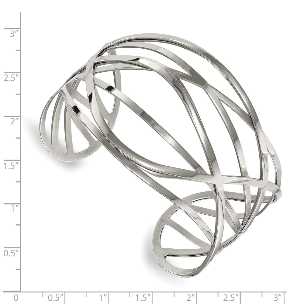 Chisel Stainless Steel Polished Cuff Bangle - 19.5g
