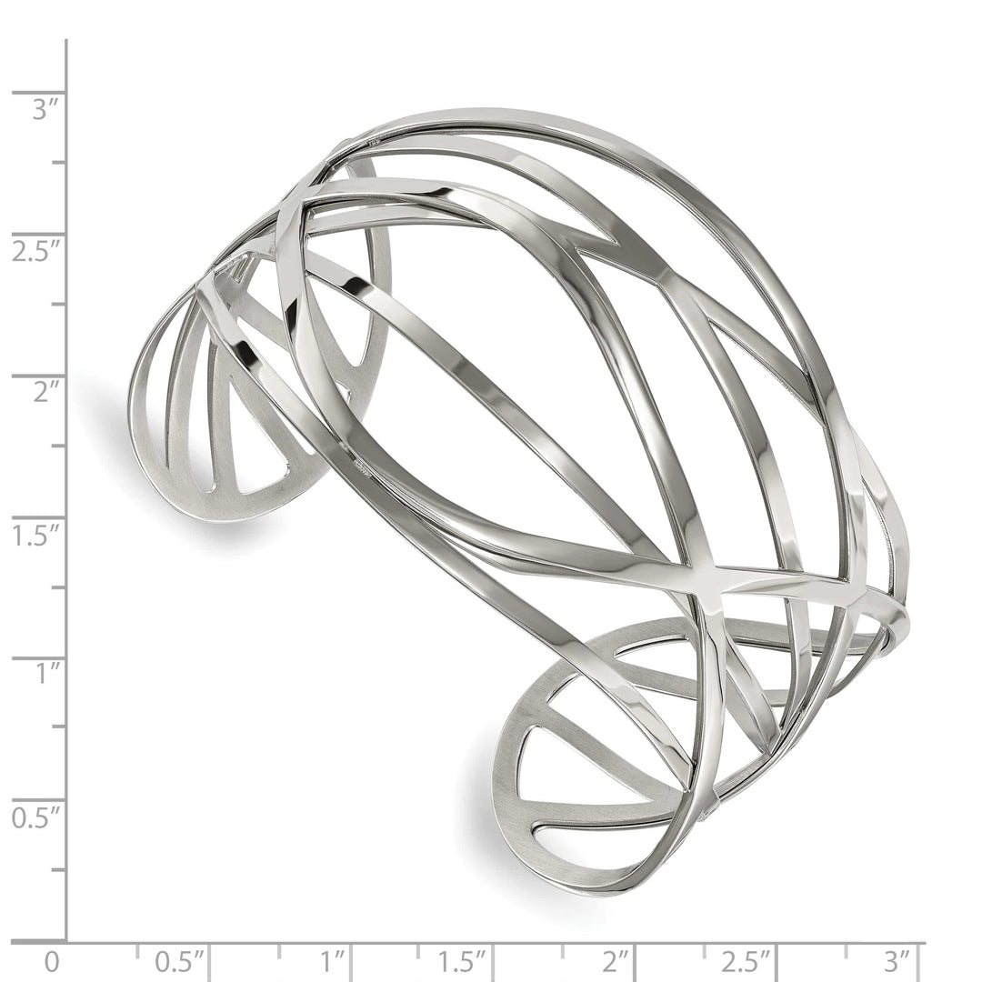 Chisel Stainless Steel Polished Cuff Bangle - 19.5g