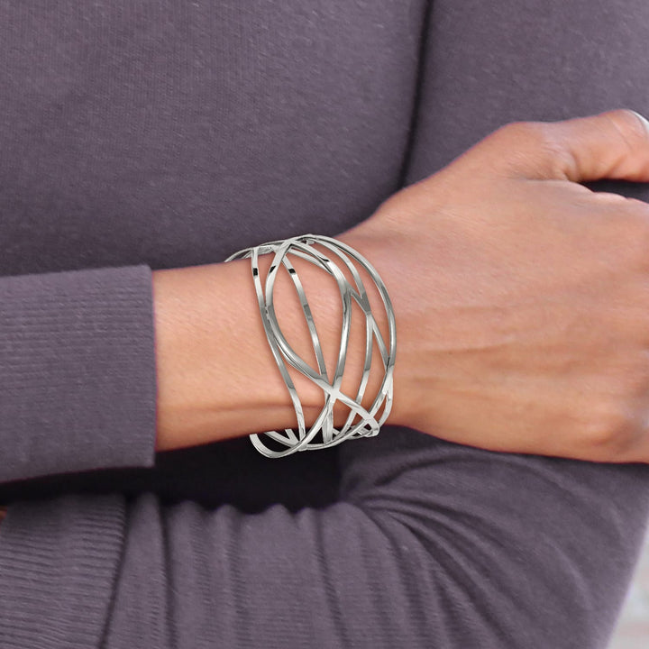 Chisel Stainless Steel Polished Cuff Bangle - 19.5g