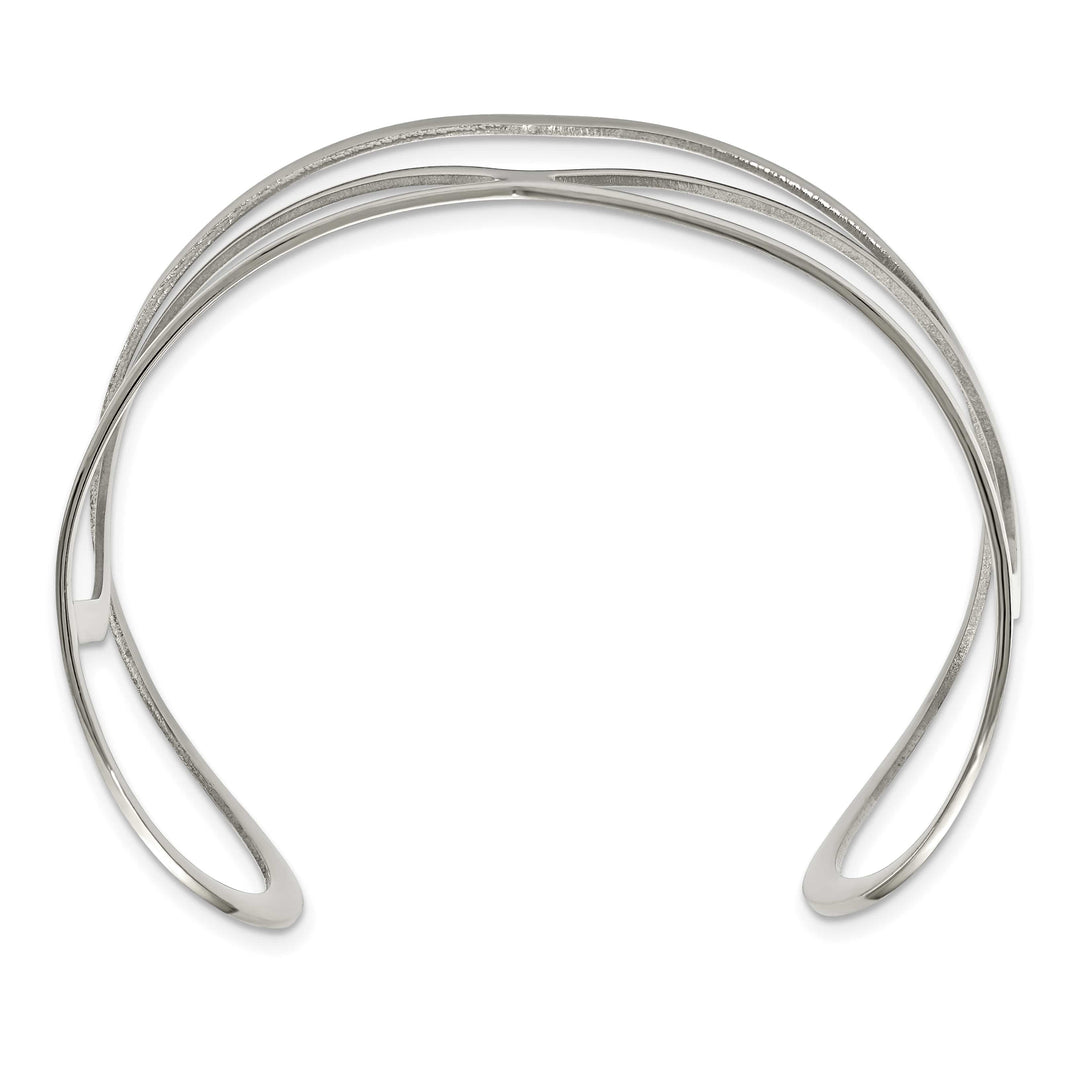 Chisel Stainless Steel Polished Cuff Bangle - 6.5 in
