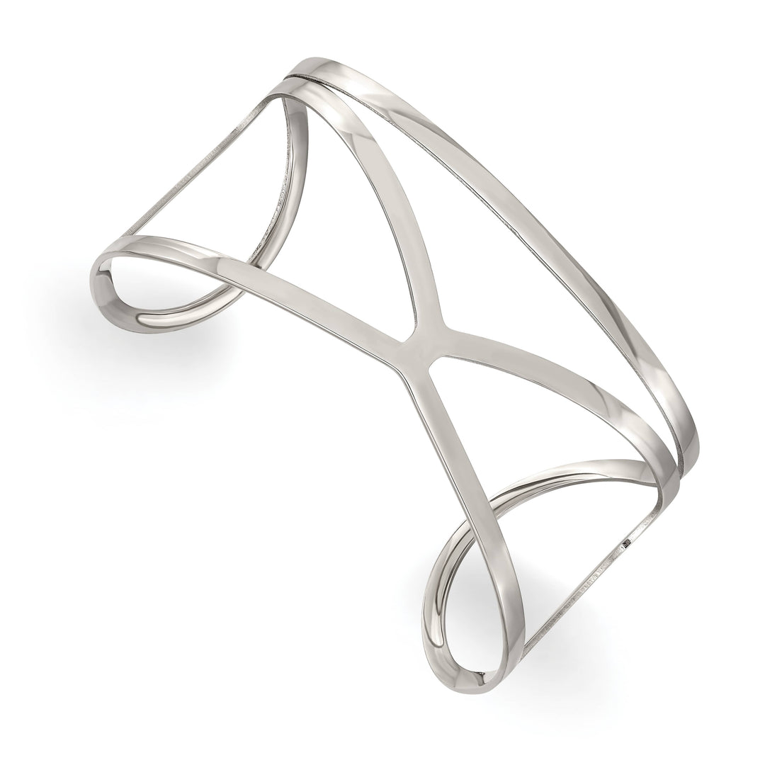 Chisel Stainless Steel Polished Cuff Bangle - 6.5 in