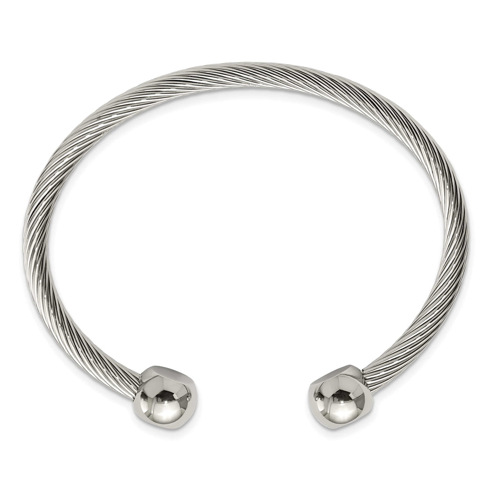 Chisel Stainless Steel Polished Cuff Bangle - 6.75 in
