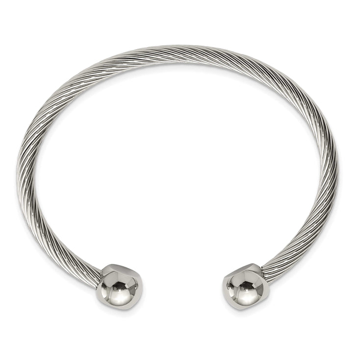 Chisel Stainless Steel Polished Cuff Bangle - 6.75 in