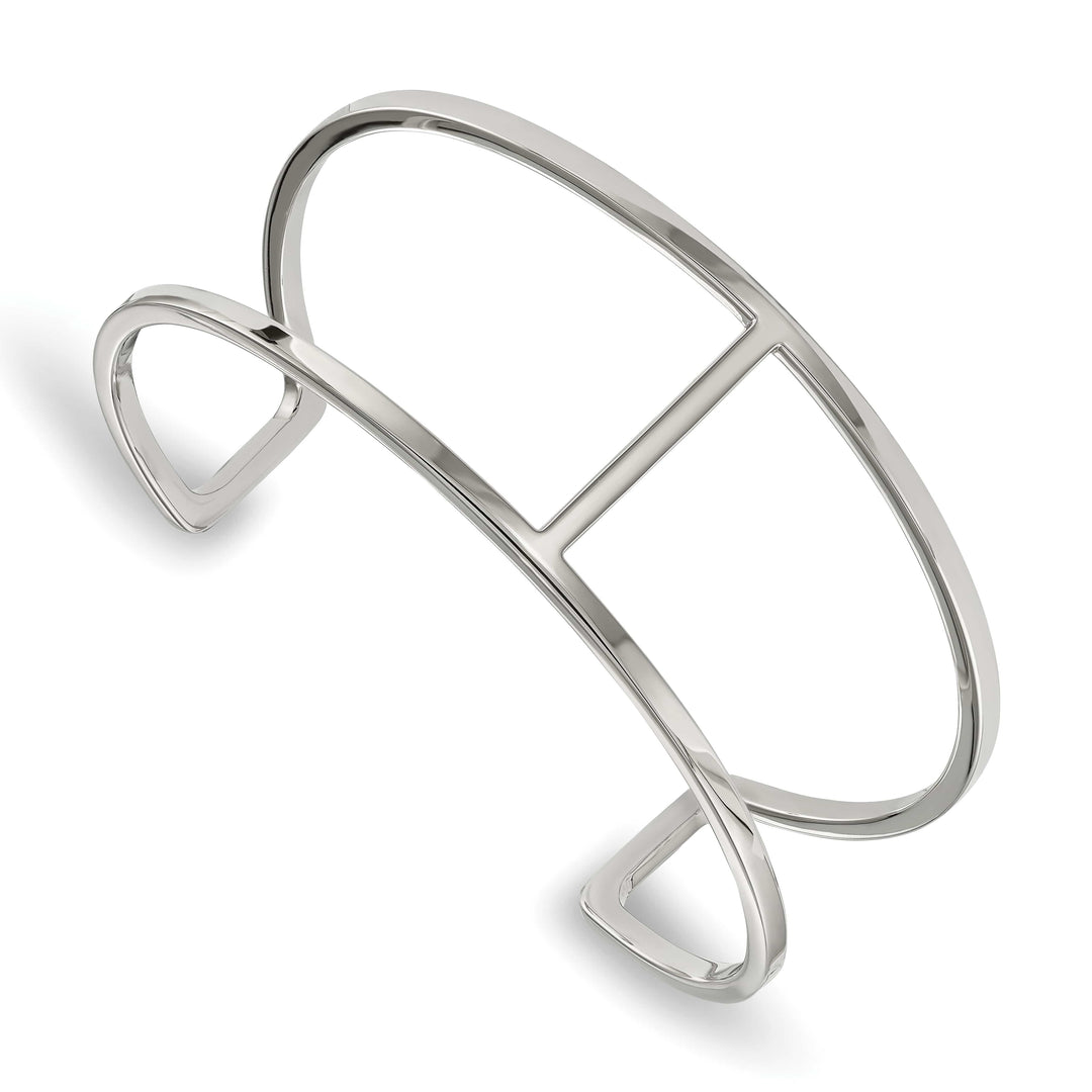 Chisel Stainless Steel Polished Cuff Bangle - 7.5 in
