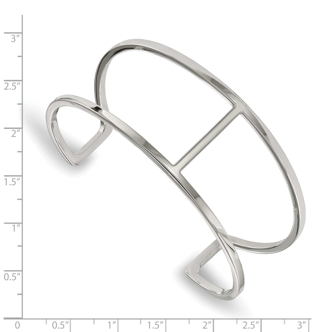 Chisel Stainless Steel Polished Cuff Bangle - 7.5 in