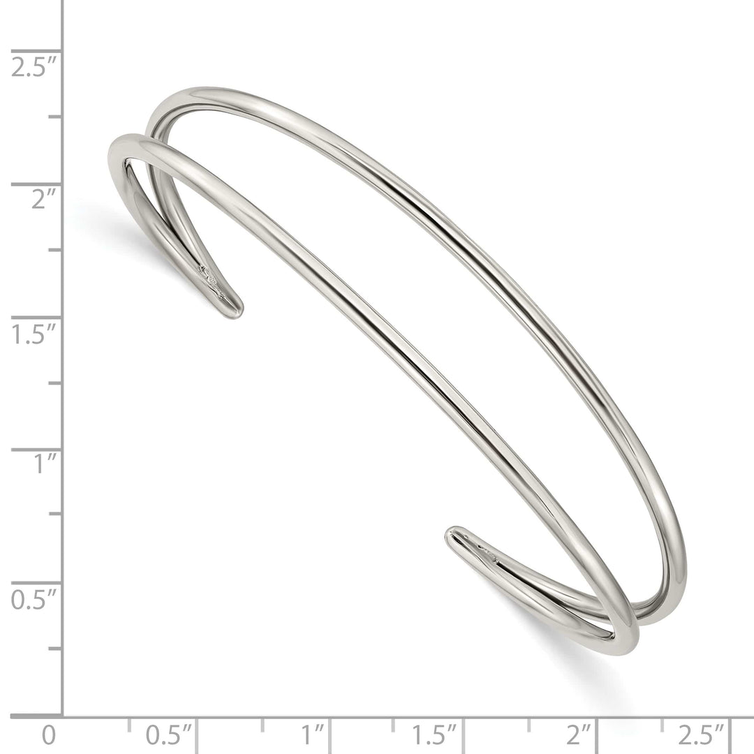 Chisel Stainless Steel Polished Cuff Bangle - 7 in