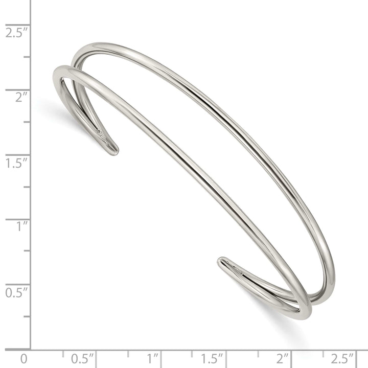 Chisel Stainless Steel Polished Cuff Bangle - 7 in