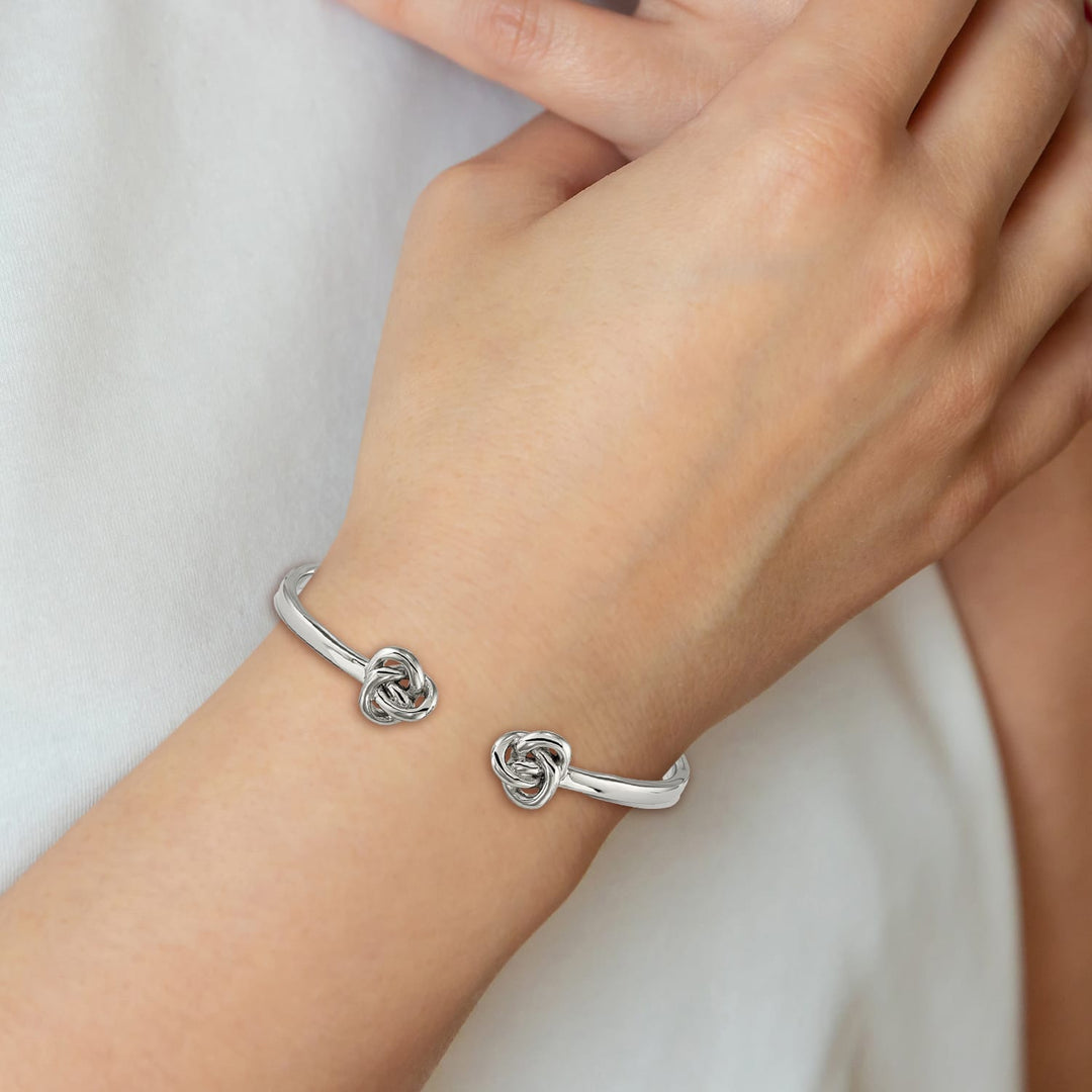 Chisel Stainless Steel Polished Knot Hinged Cuff Bangle
