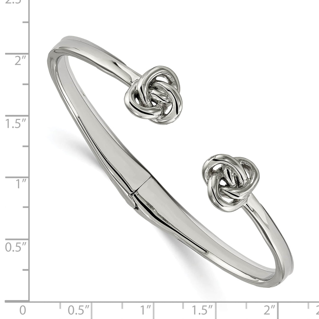 Chisel Stainless Steel Polished Knot Hinged Cuff Bangle