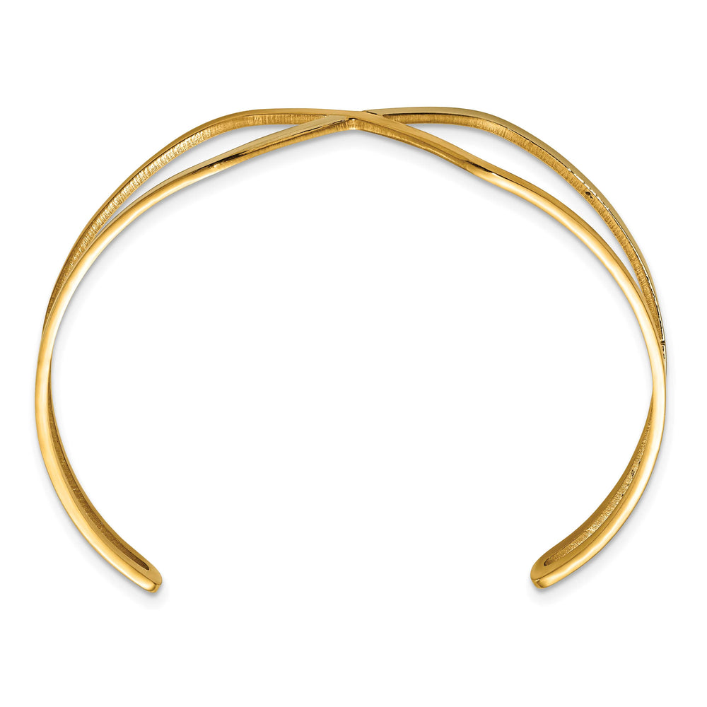 Chisel Stainless Steel Polished Rose IP-plated Cuff Bangle