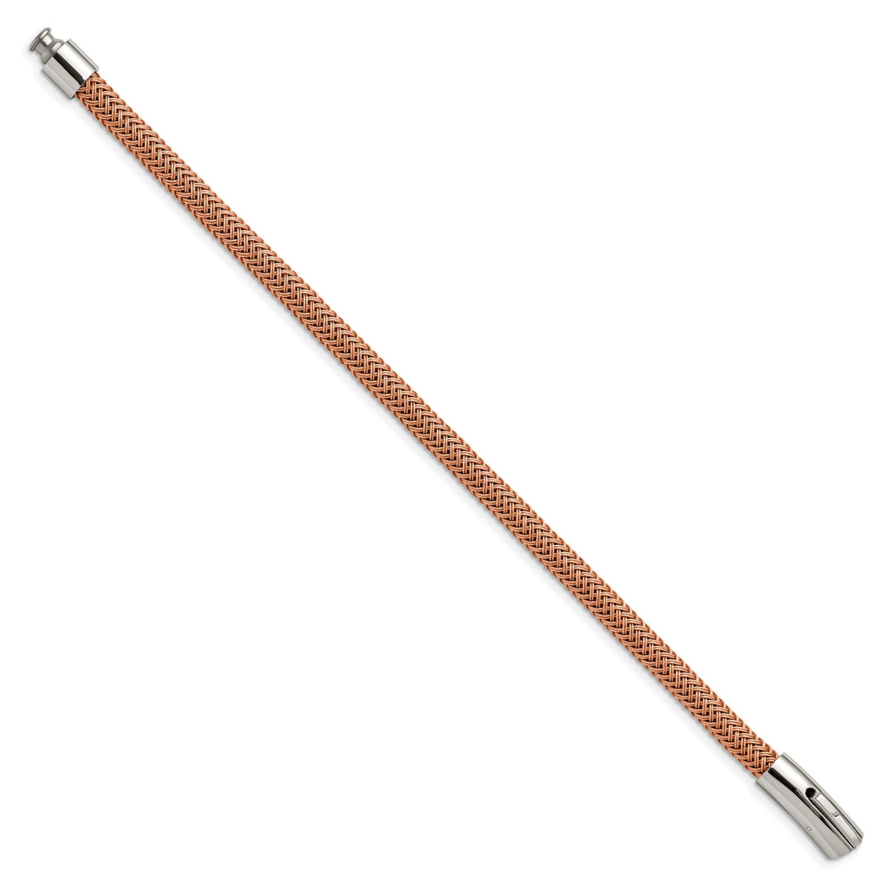 Chisel Stainless Steel Polished Rose Wire 8.5 inch Bracelet