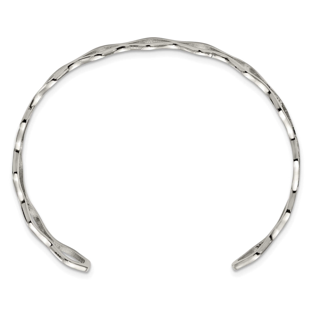 Chisel Stainless Steel Polished Wavy Cuff Bangle