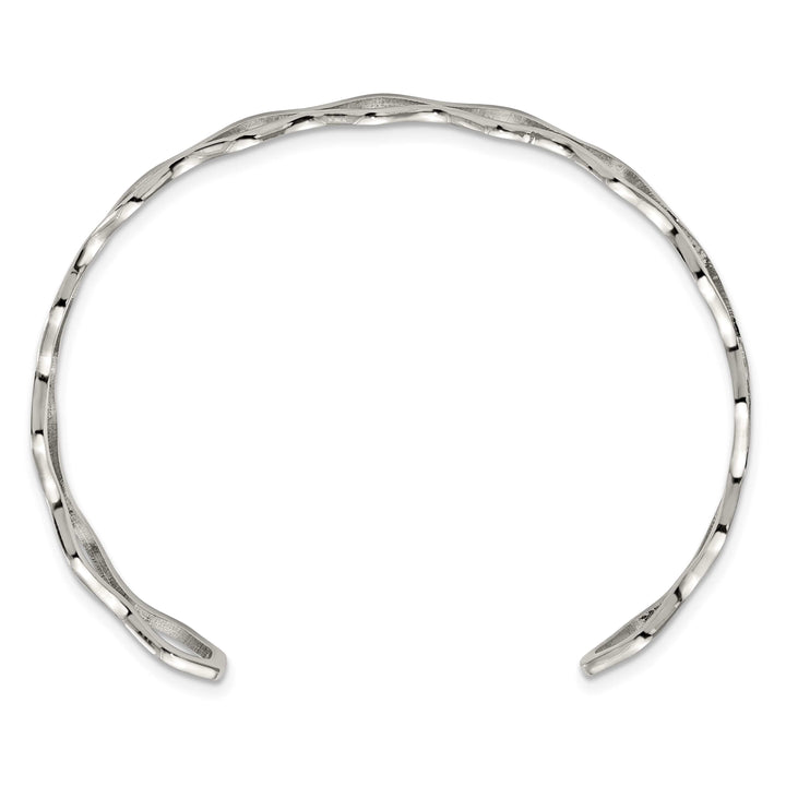 Chisel Stainless Steel Polished Wavy Cuff Bangle