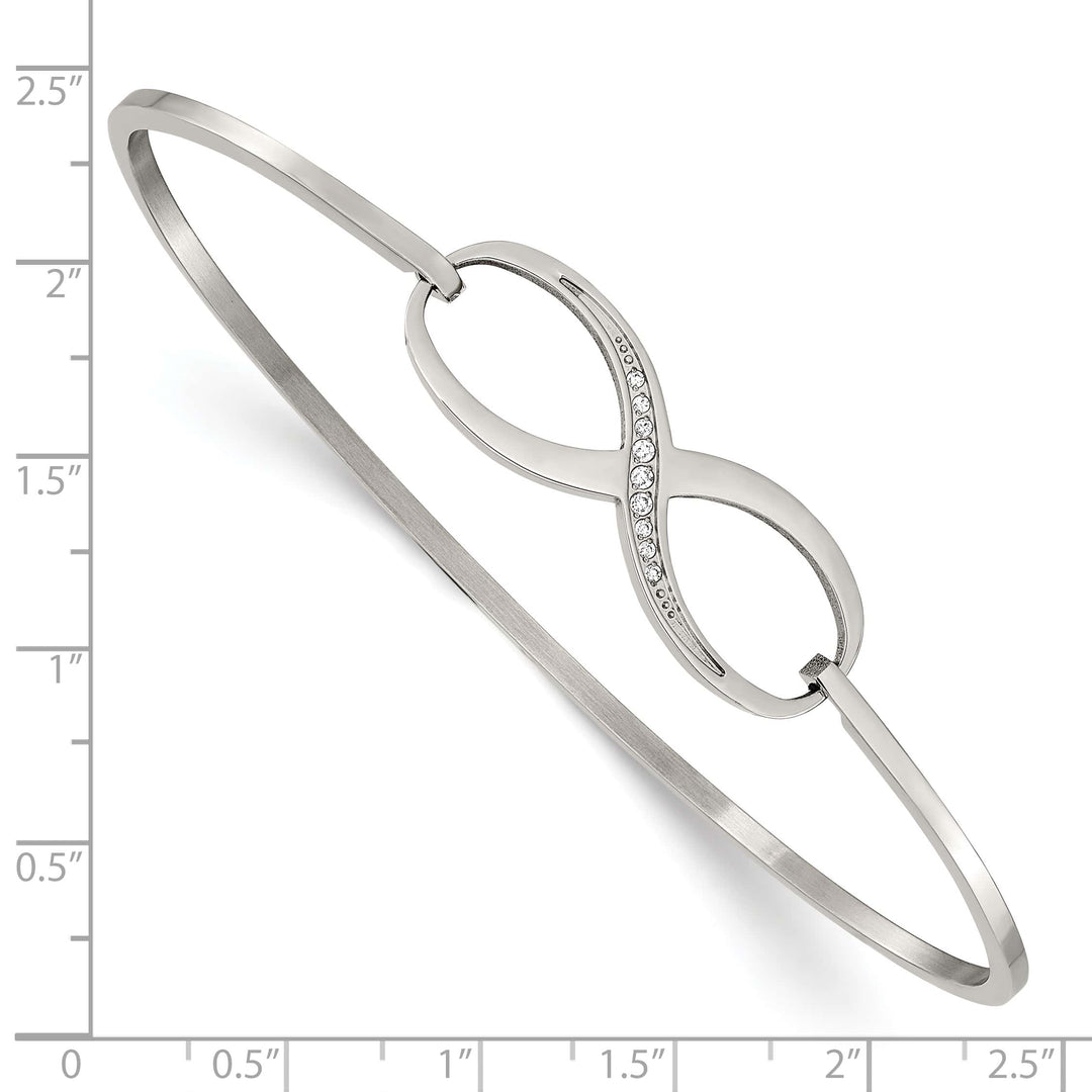Chisel Stainless Steel Polished with CZ Infinity Symbol Bangle