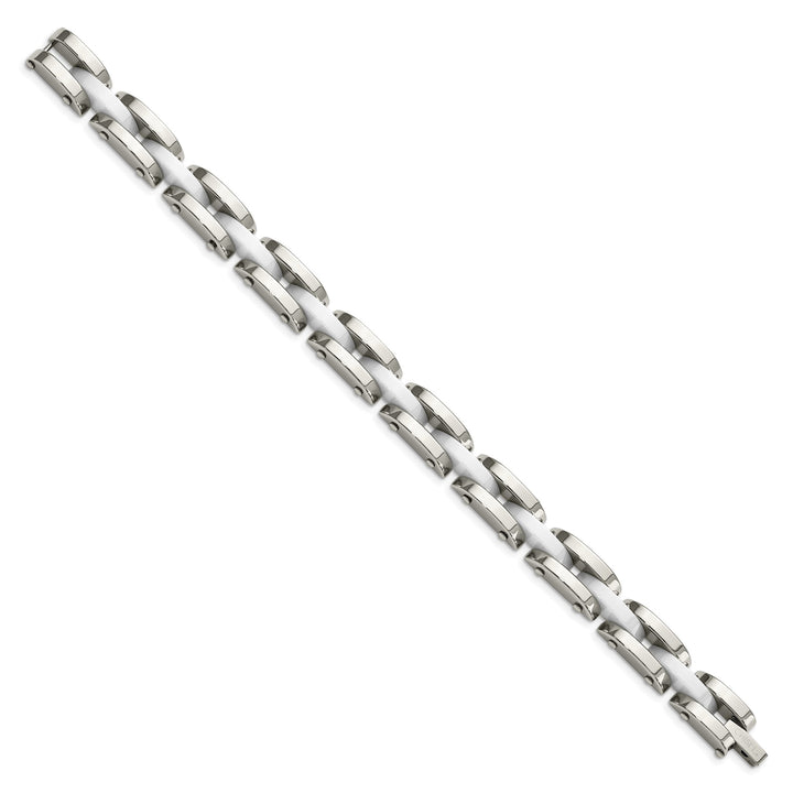 Chisel Stainless Steel Polished with White Ceramic 7.5" Link Bracelet