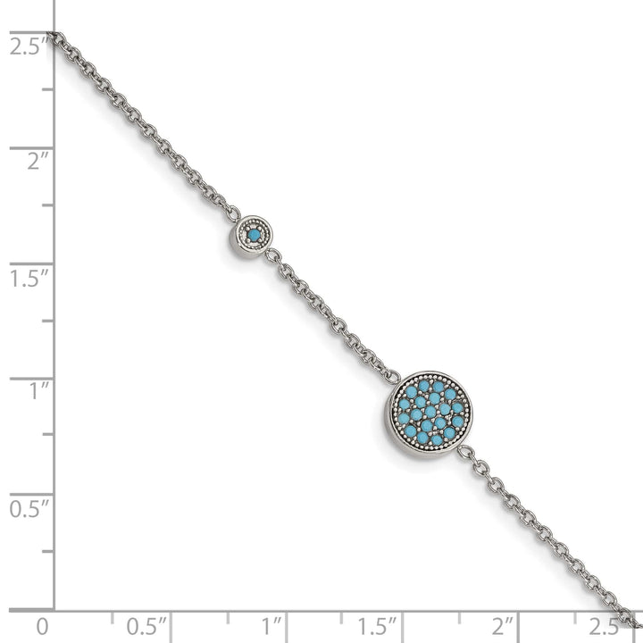 Chisel Stainless Steel Reconstructed Turquoise 7" Bracelet with 1.25"