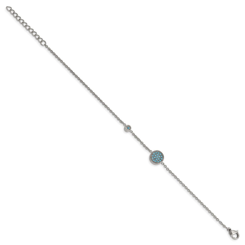 Chisel Stainless Steel Reconstructed Turquoise 7" Bracelet with 1.25"