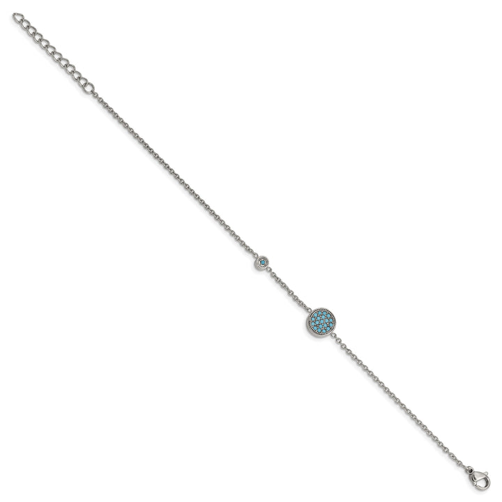 Chisel Stainless Steel Reconstructed Turquoise 7" Bracelet with 1.25"