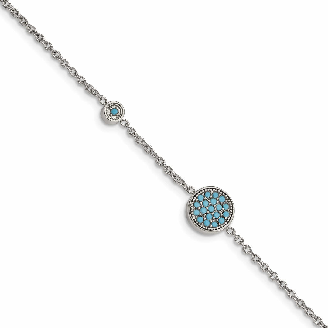 Chisel Stainless Steel Reconstructed Turquoise 7" Bracelet with 1.25"