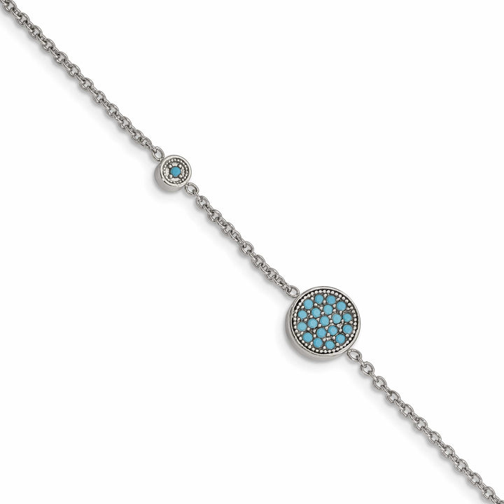 Chisel Stainless Steel Reconstructed Turquoise 7" Bracelet with 1.25"