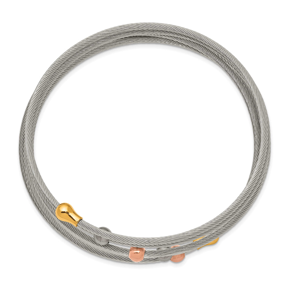 Chisel Stainless Steel Rose and Yellow IP-plated Flexible Coil Bangle