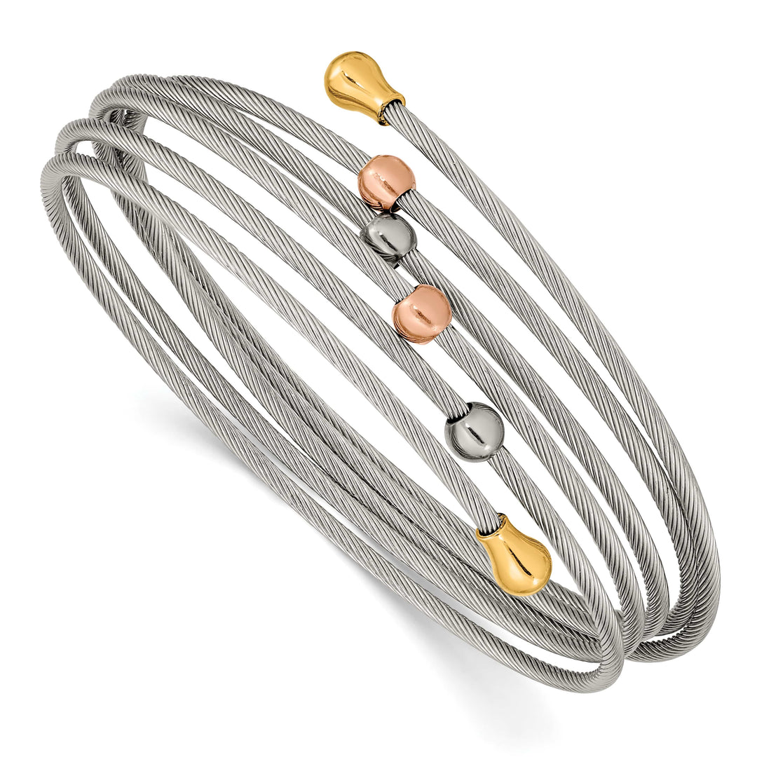 Chisel Stainless Steel Rose and Yellow IP-plated Flexible Coil Bangle