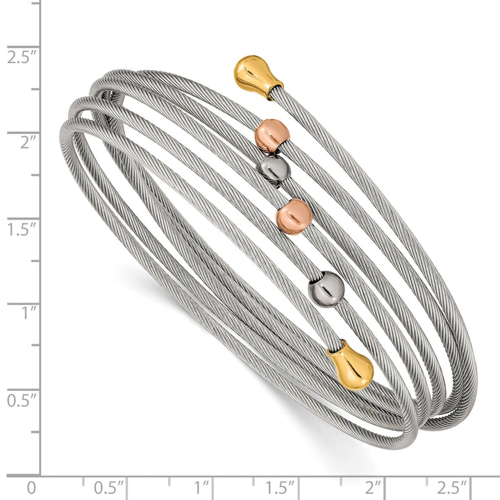 Chisel Stainless Steel Rose and Yellow IP-plated Flexible Coil Bangle