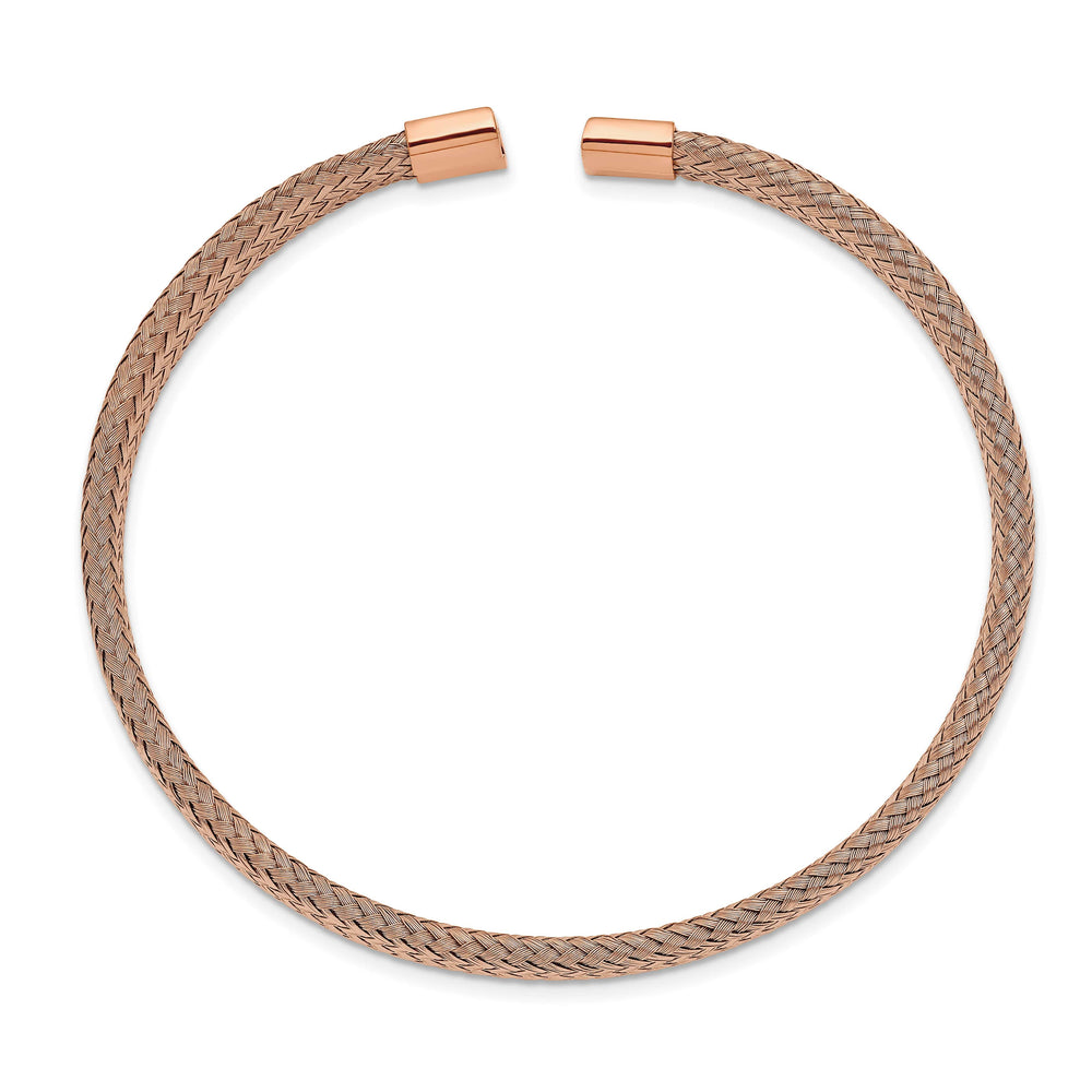 Chisel Stainless Steel Rose IP-plated 6mm Mesh Wire Cuff Bangle