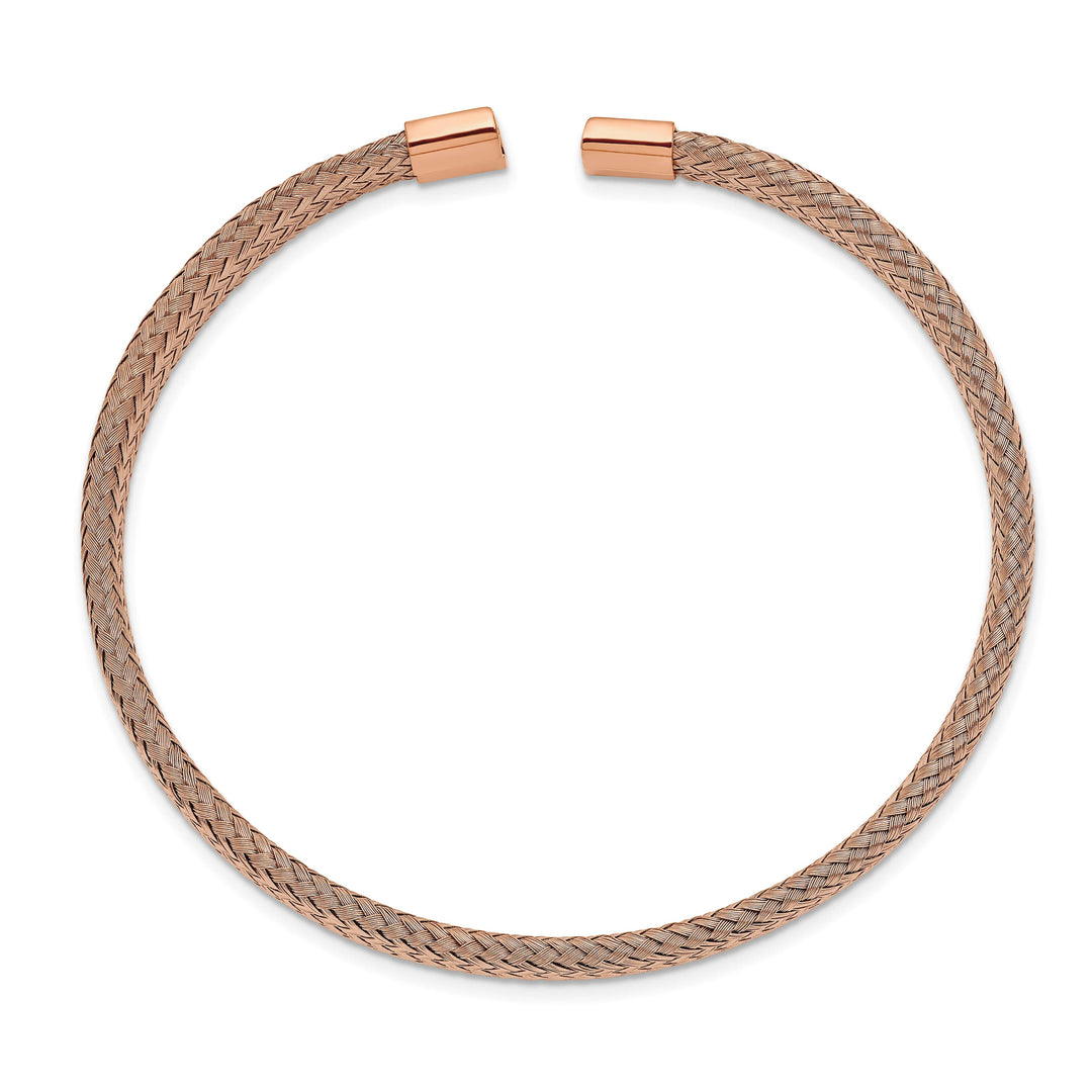 Chisel Stainless Steel Rose IP-plated 6mm Mesh Wire Cuff Bangle