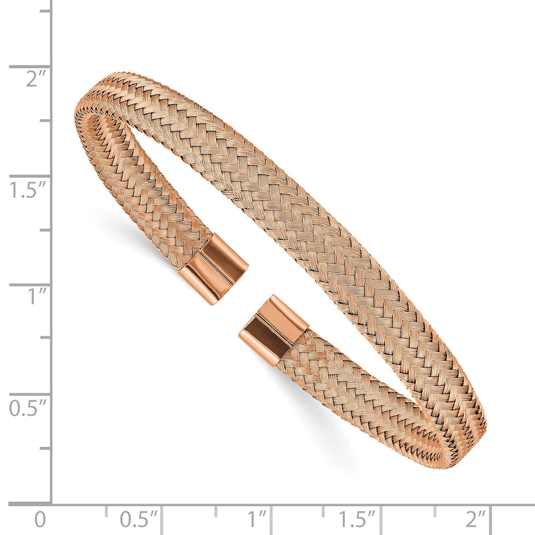 Chisel Stainless Steel Rose IP-plated 6mm Mesh Wire Cuff Bangle