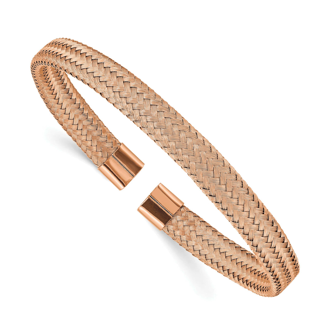 Chisel Stainless Steel Rose IP-plated 6mm Mesh Wire Cuff Bangle