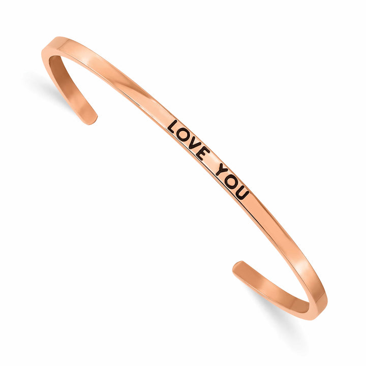 Chisel Stainless Steel Rose IP-plated and Enameled Crystal LOVE YOU