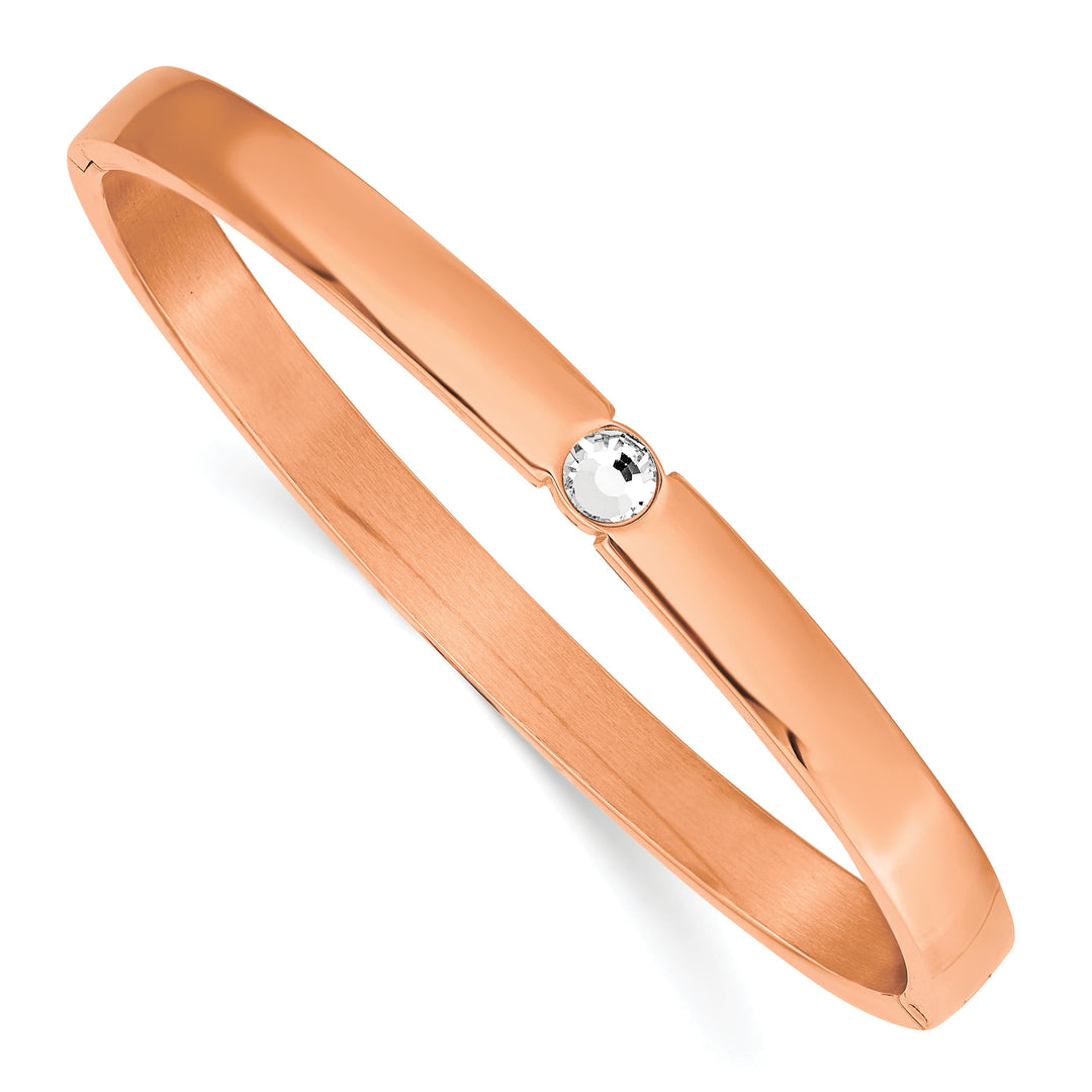 Chisel Stainless Steel Rose IP-plated Preciosa Crystal 6mm Hinged