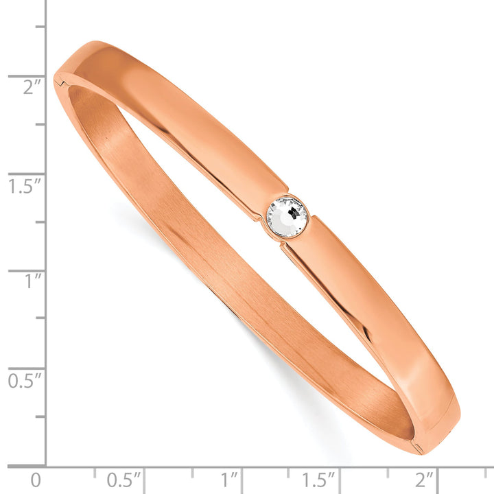 Chisel Stainless Steel Rose IP-plated Preciosa Crystal 6mm Hinged