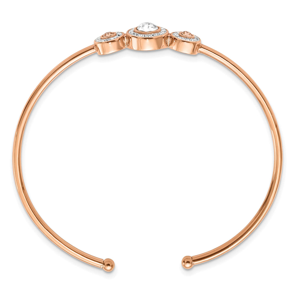 Chisel Stainless Steel Rose IP-plated Preciosa Crystal Flexible Cuff