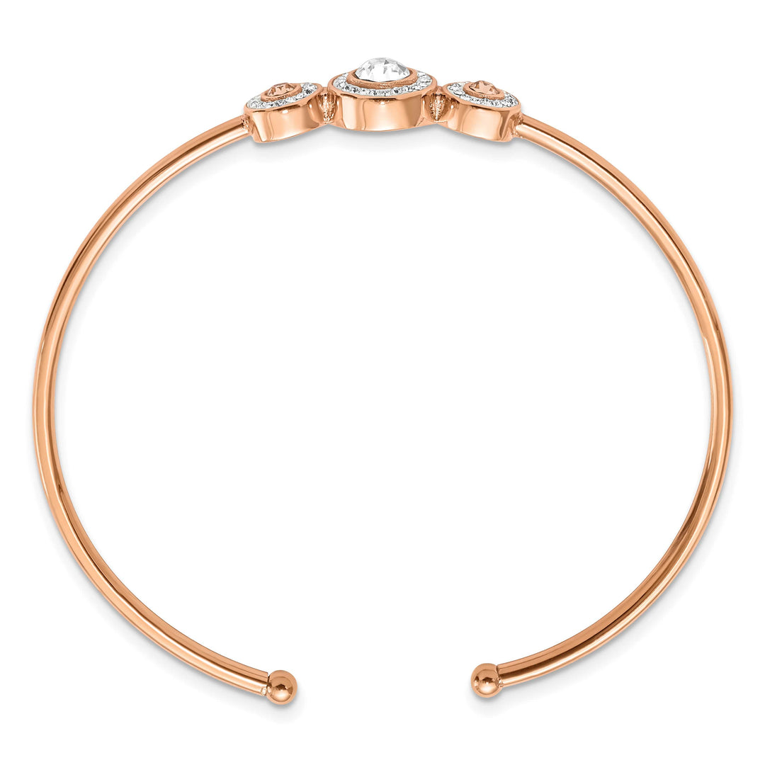 Chisel Stainless Steel Rose IP-plated Preciosa Crystal Flexible Cuff