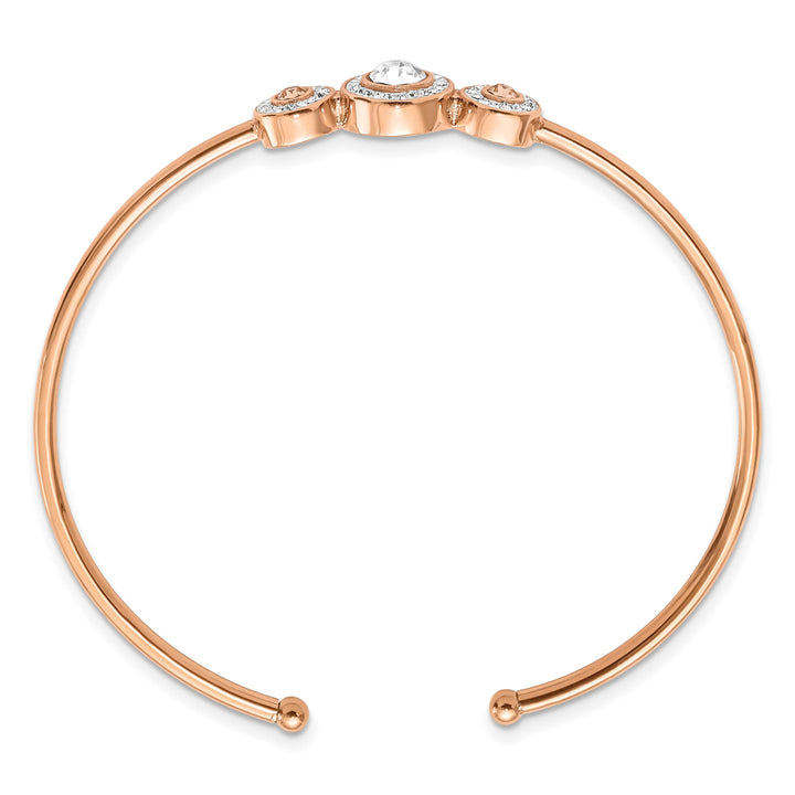 Chisel Stainless Steel Rose IP-plated Preciosa Crystal Flexible Cuff