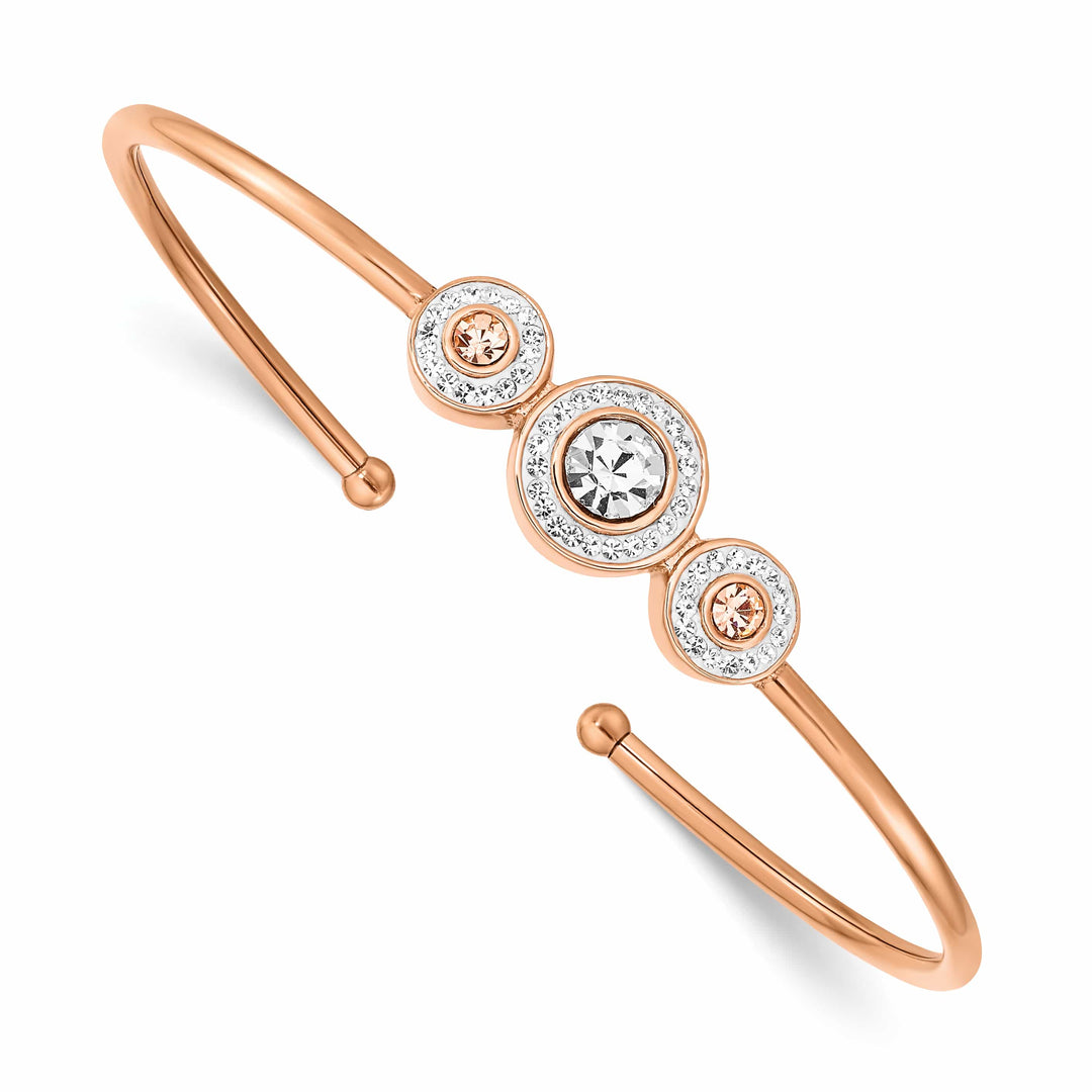 Chisel Stainless Steel Rose IP-plated Preciosa Crystal Flexible Cuff